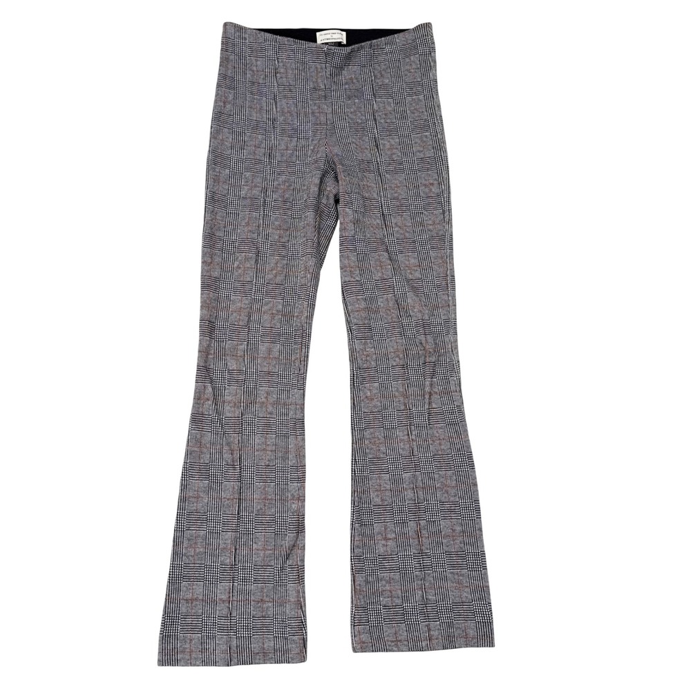 Anthropologie Pants Womens Size XS Gray Crop Flare Stretch Retro 70s Plaid Boho